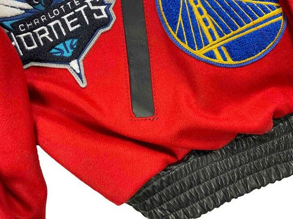 NBA Collage Wool & Leather Jacket Red