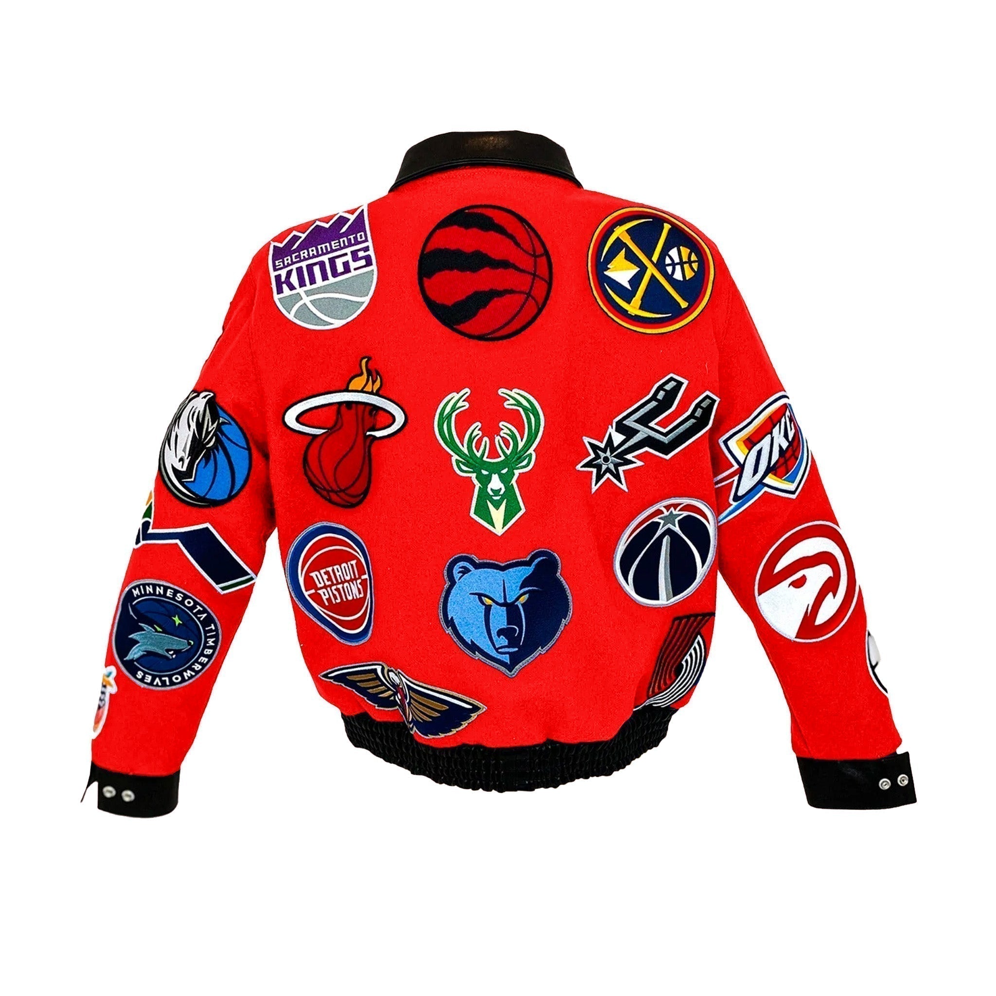 NBA Collage Wool & Leather Jacket Red