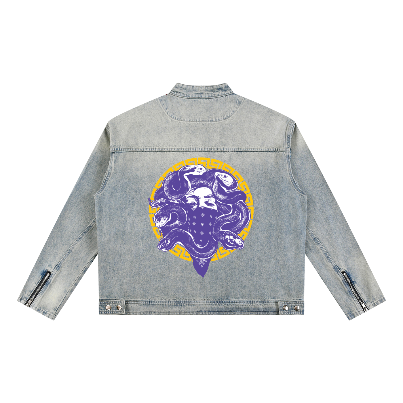 Medusa Vintage Wash Zip Denim Jacket