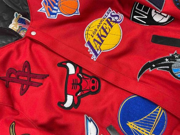 NBA Collage Wool/Leather Jacket - Orange – Feature