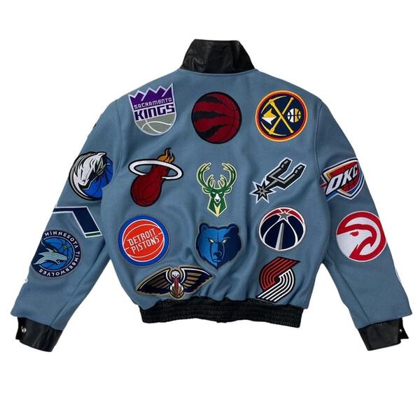 NBA COLLAGE WOOL & LEATHER JACKET Baby Blue