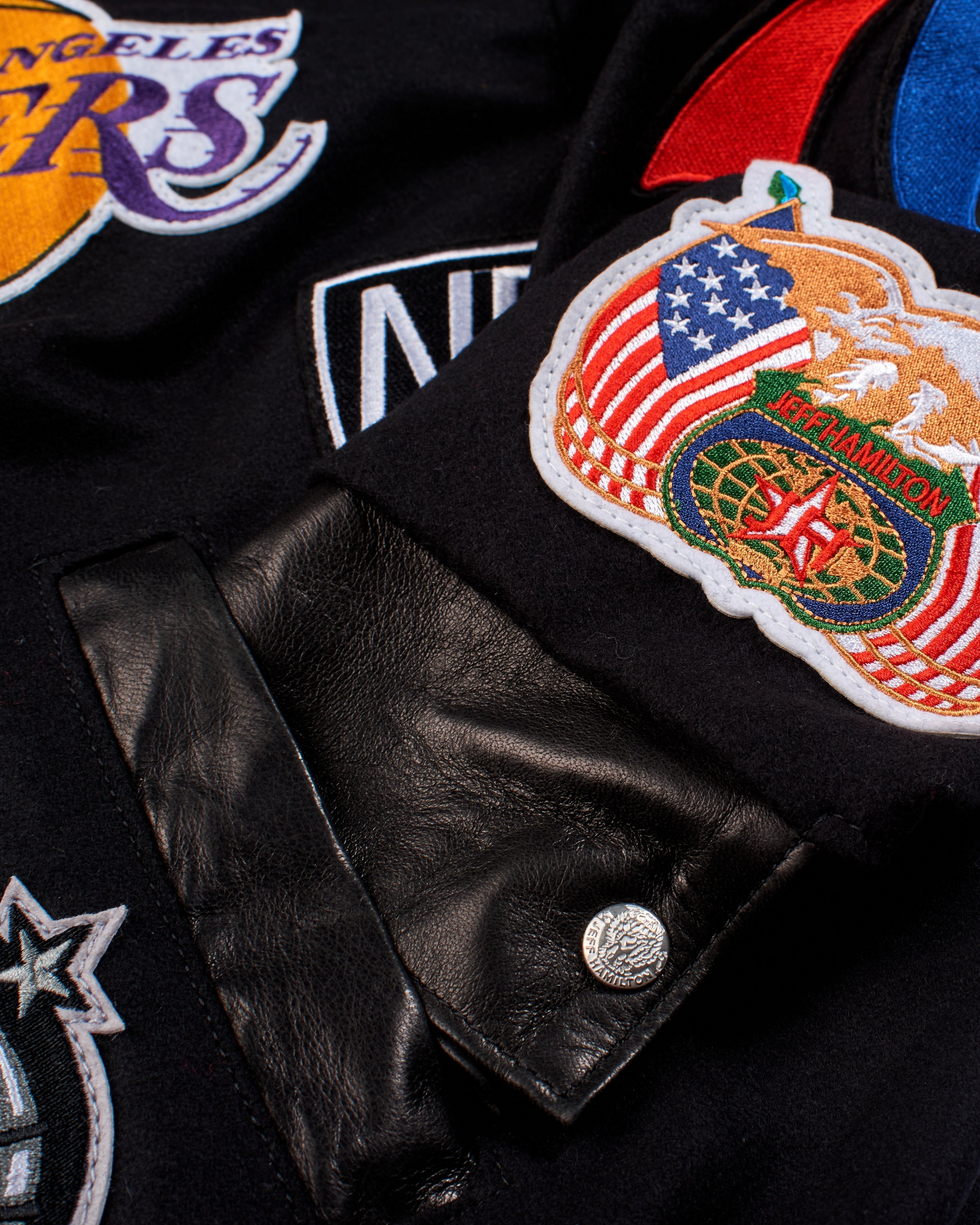 NBA Collage Wool & Leather Jacket Grey