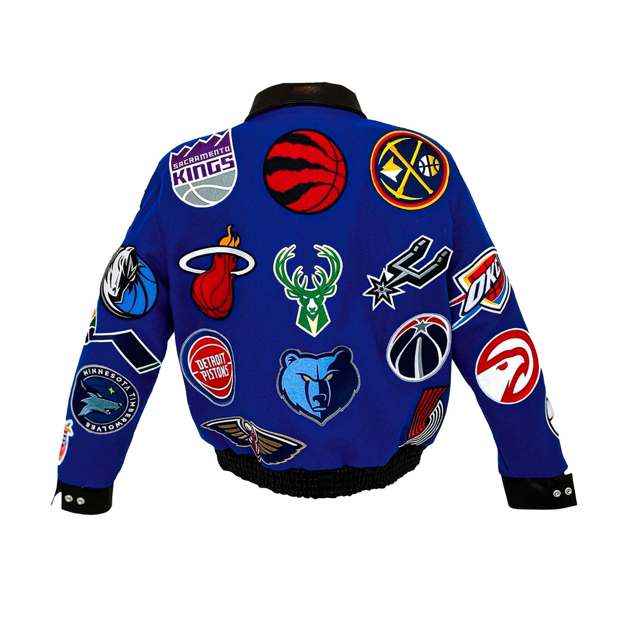 NBA Collage Wool & Leather Jacket Blue