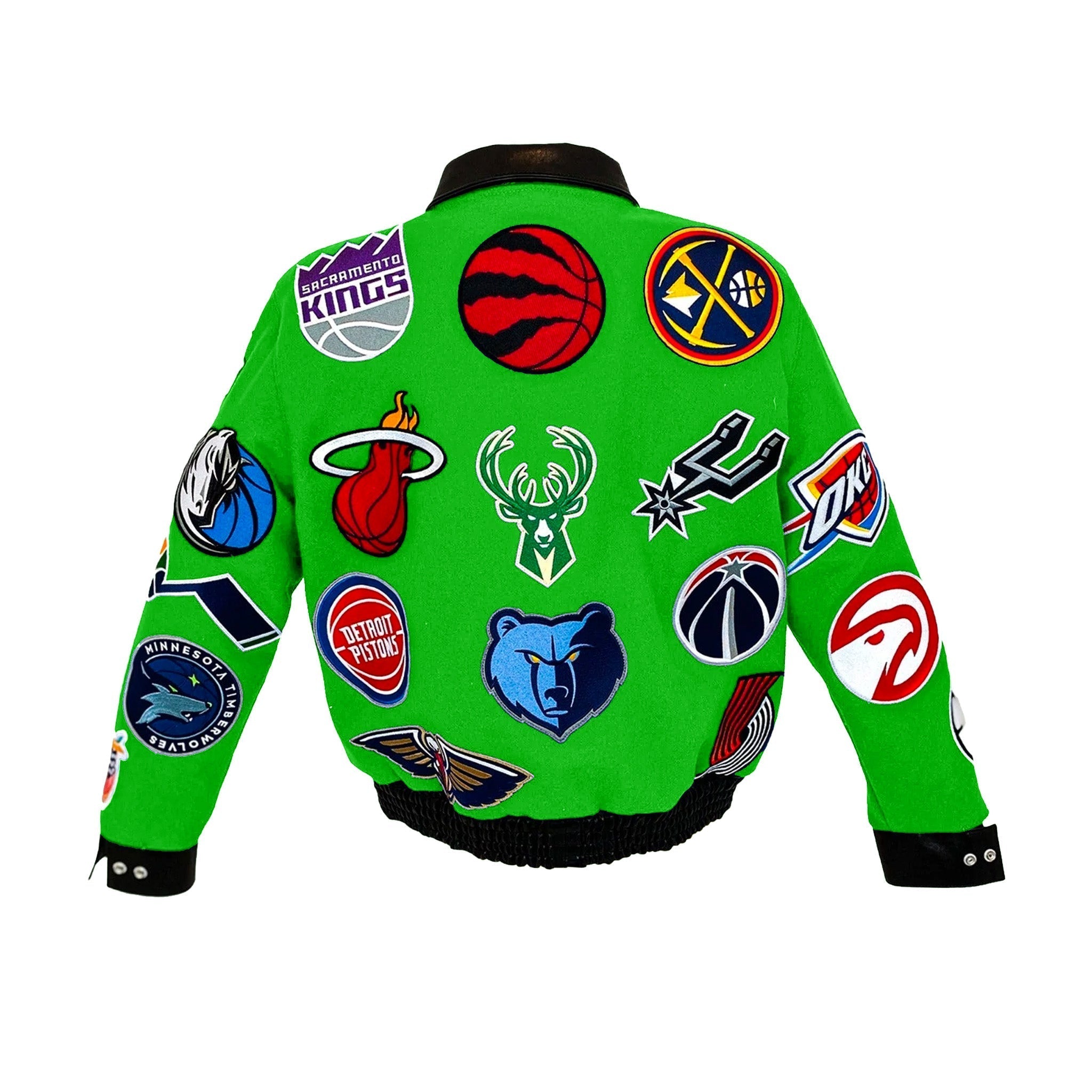 NBA Collage Wool & Leather Jacket Green